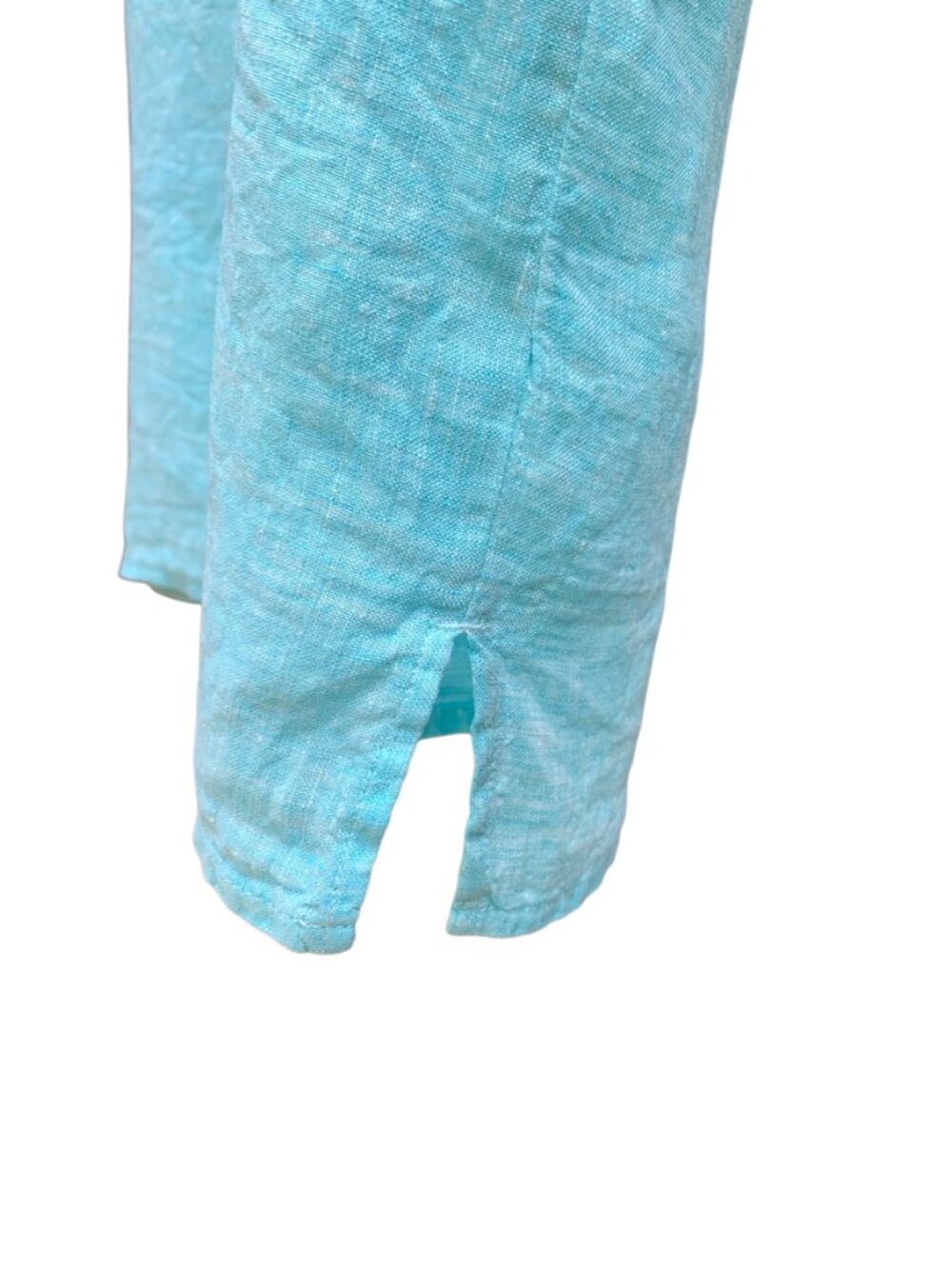 Talbots Light Turquoise Linen Top Womens Size M - Picture 6 of 7